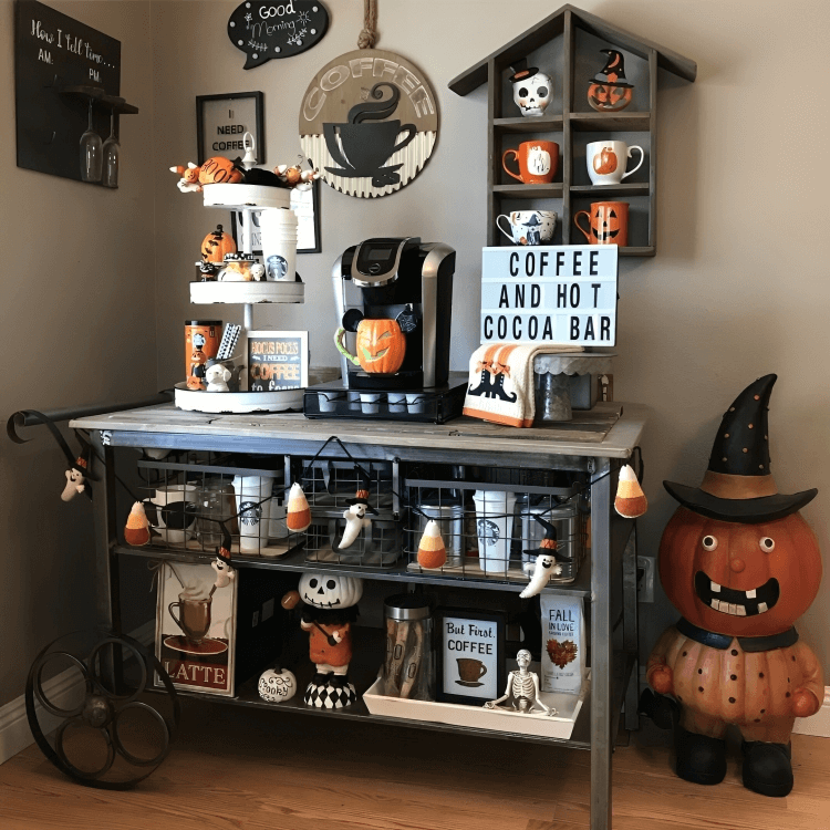 14 Spooky Halloween Coffee Bar Decor Ideas » Lady Decluttered