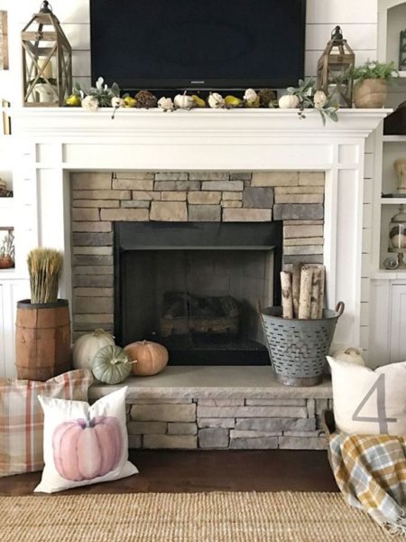 Amazing 30 Cozy Fall Fireplace Decor Ideas so pretty | The Princess Home