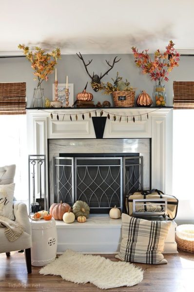 Amazing 30 Cozy Fall Fireplace Decor Ideas so pretty | The Princess Home