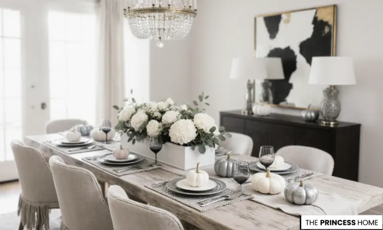 Chic Gray & White Fall Tablescape