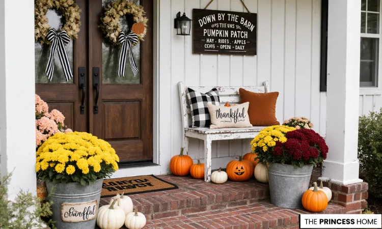 Cozy Farmhouse Fall Porch Decor