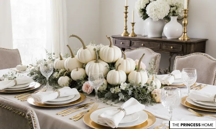 Elegant White Pumpkin Centerpiece 