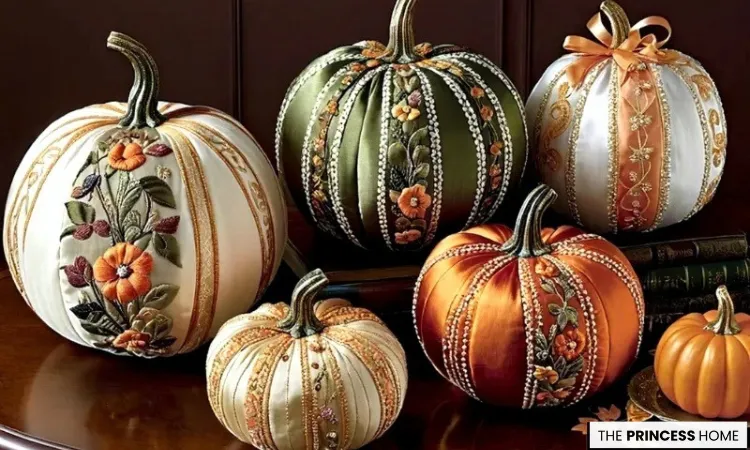 Embroidered Satin Pumpkins
