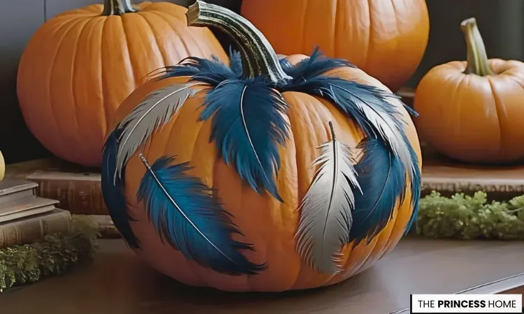 Feather Adorned Pumpkins