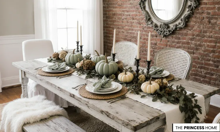 Green & Neutral Fall Tablescape