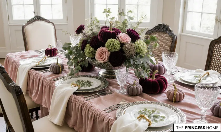Velvet Pumpkin Fall Table Decor