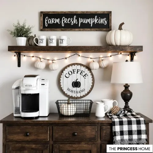 Charming Farmhouse Fall Coffee Bar
