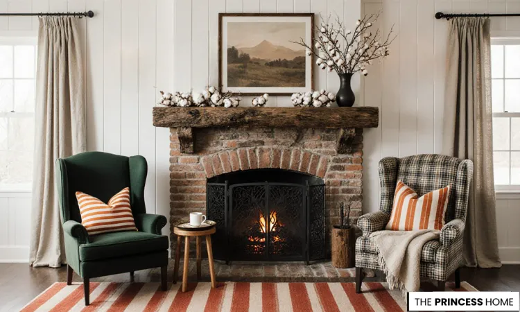 Cozy Farmhouse Fireplace Fall Decor