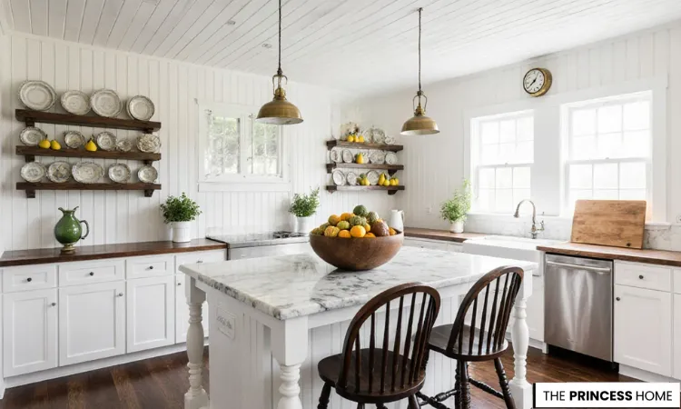 Farmhouse Kitchen with Shelving