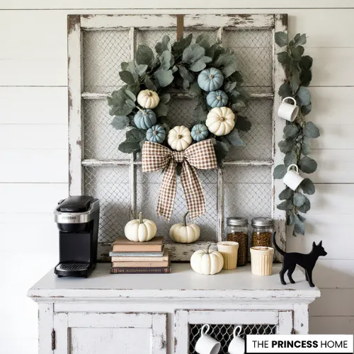 Neutral Farmhouse Fall Coffee Bar
