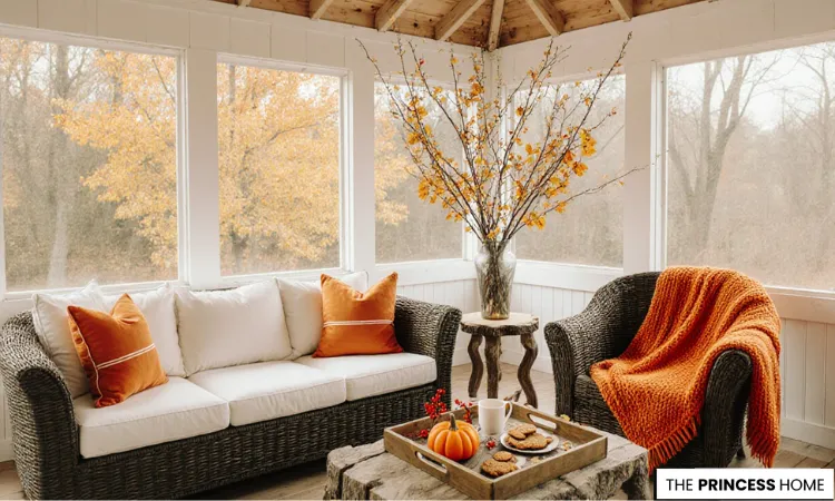 Relaxing Screened Porch Fall Oasis