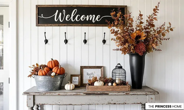 Rustic Chic Welcome Fall Entryway