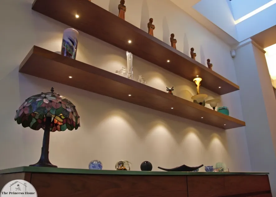 Floating Shelves with LED Lighting: