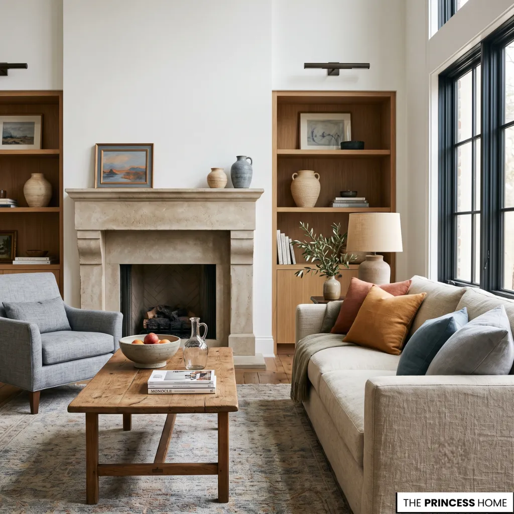 Thoughtfully designed interior demonstrating color wheel harmony through balanced warm and cool colors.