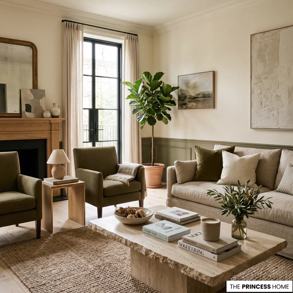 A luxury interior featuring harmonious colors that demonstrate the color principles taught in an interior design course.