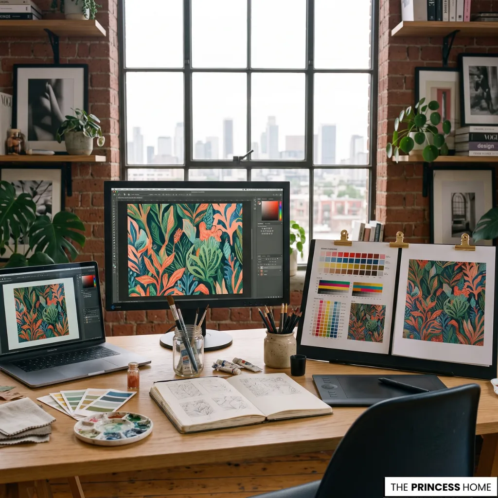 Creative design studio illustrating modern color systems used alongside the traditional color wheel.