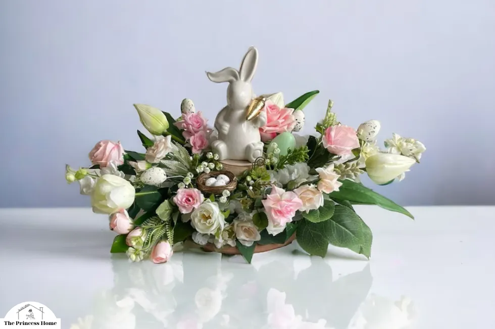 1.Fresh Flower Bunny Centerpiece