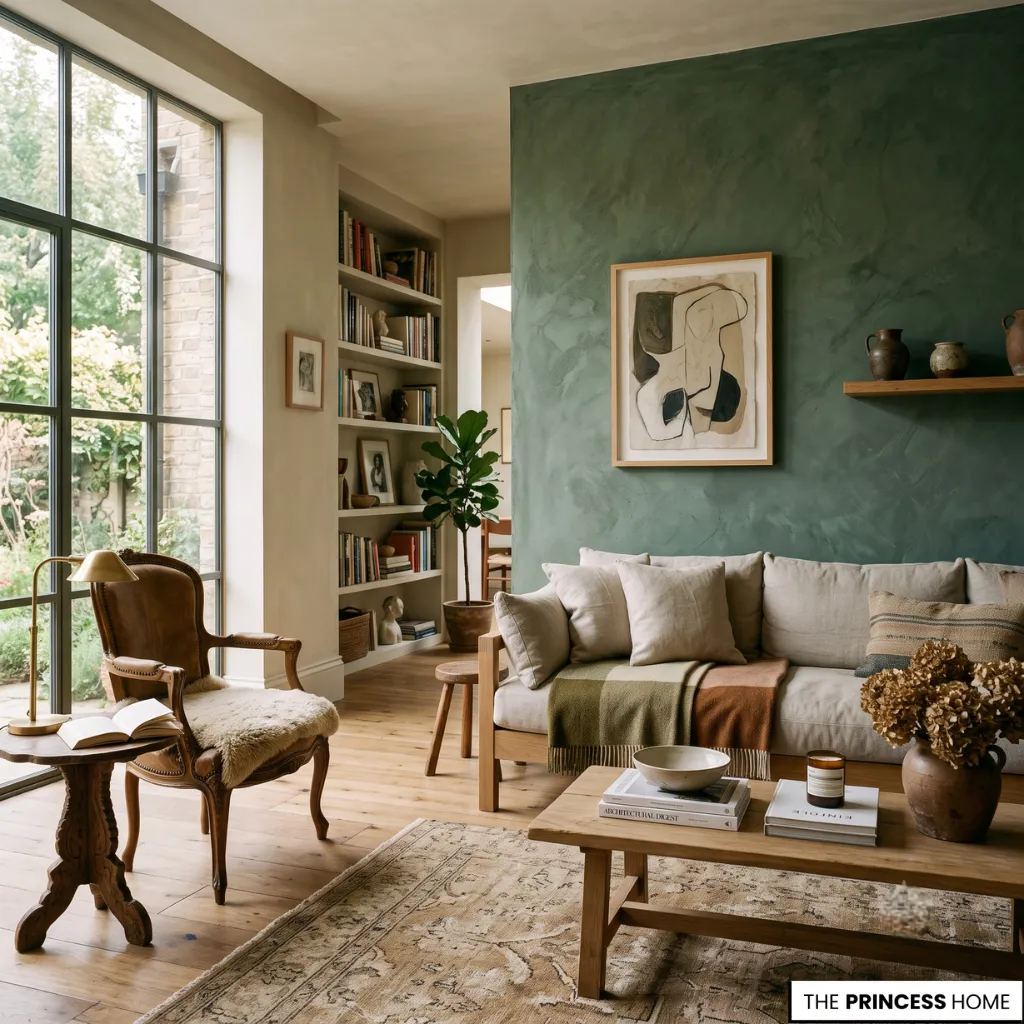 Timeless accent walls combining natural materials, elegant proportions, and warm layered lighting.