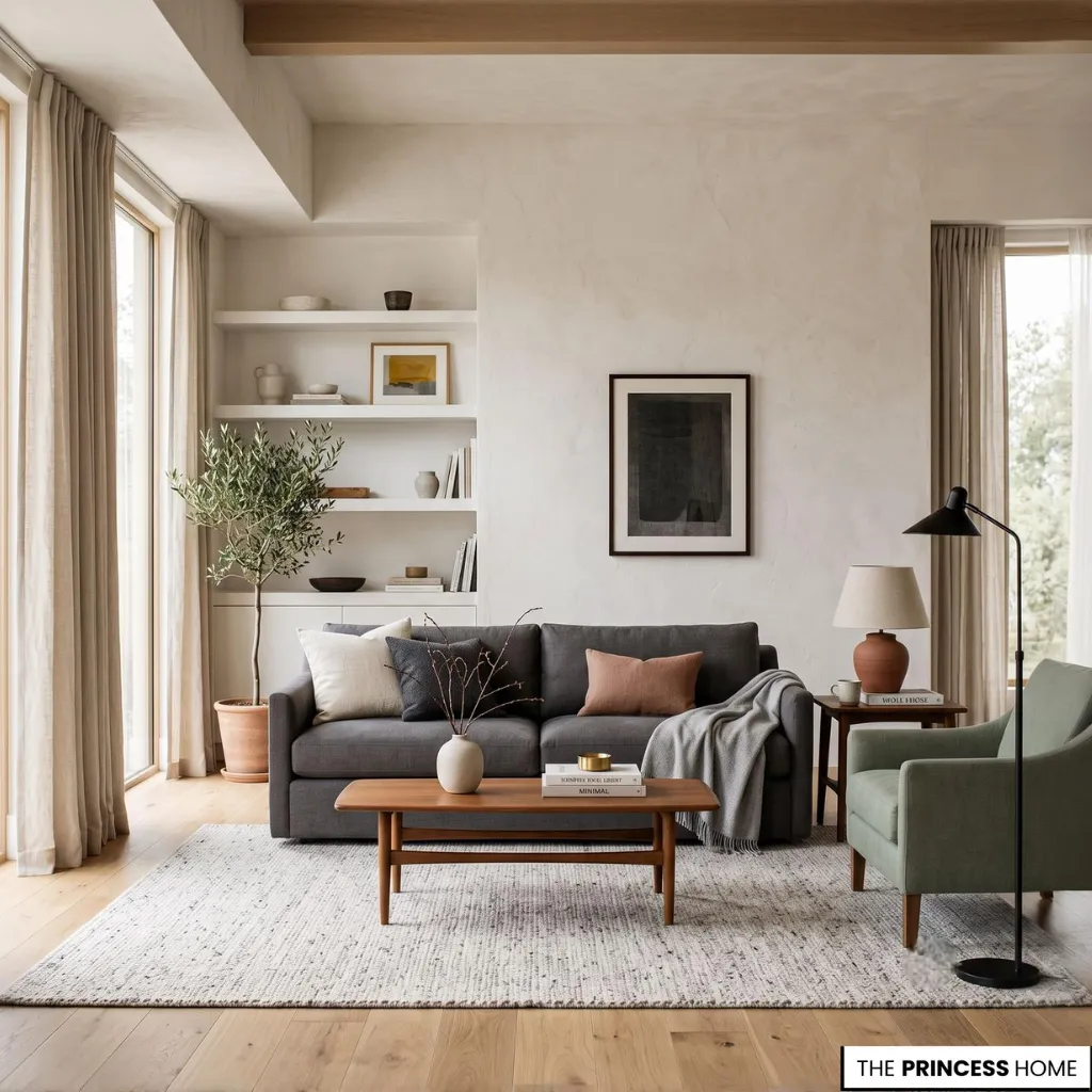 Balanced Color Choices using neutral tones with carefully placed accent colors in a contemporary interior.