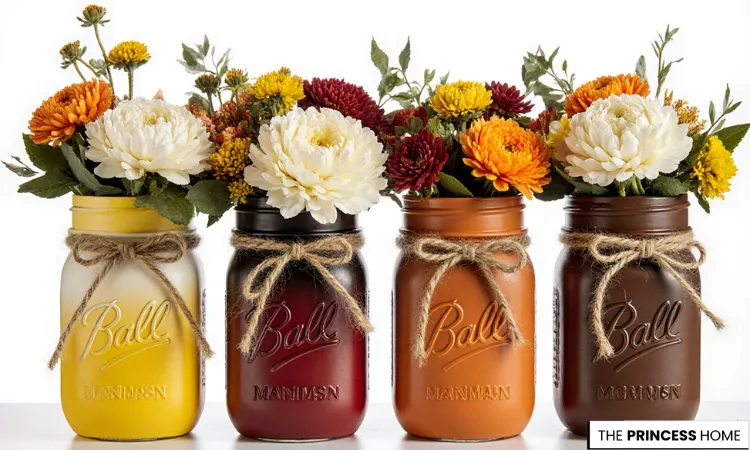 Fall Hues Painted Mason Jar
