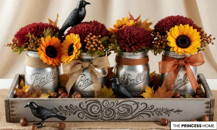 Rustic Fall Mason Jar Centerpiece