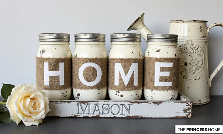 Shabby Chic Burlap Jars