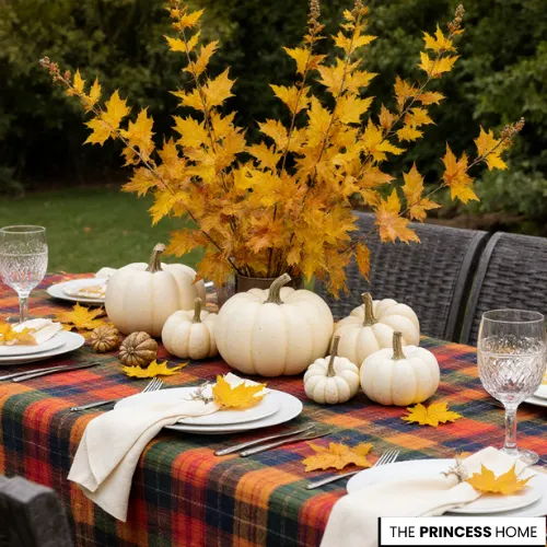 Bold Plaid Outdoor Harvest Table