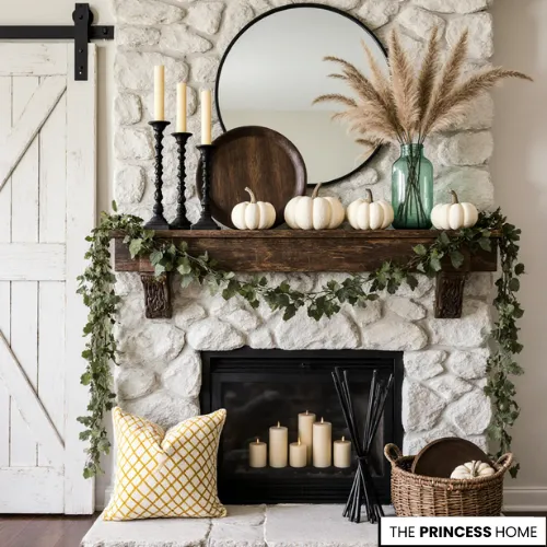 Chic Farmhouse Fall Mantel