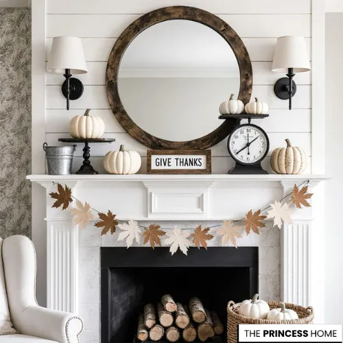 Modern Farmhouse Thanksgiving Mantel