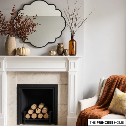 Neutral Fireplace Mantel Decor