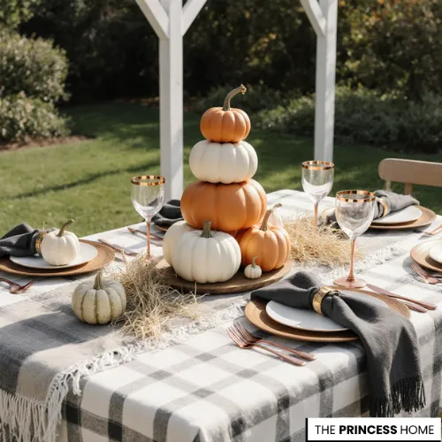 Outdoor Stacked Pumpkin Topiary