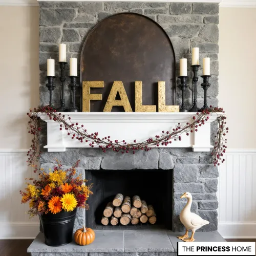 Rustic Metallic Fireplace Mantel