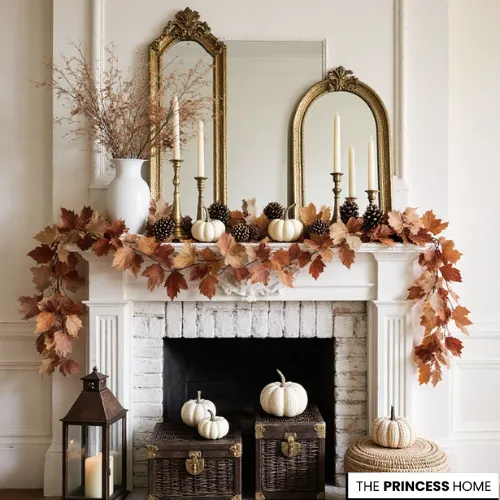 Sophisticated Fall Fireplace Decor