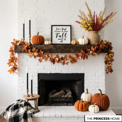 Warm Farmhouse Fall Mantel