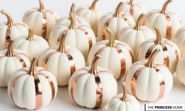Chic Rose Gold Striped Pumpkins