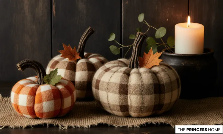 Cozy Fabric Plaid Pumpkins