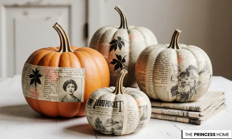 Decoupage Newspaper Pumpkins