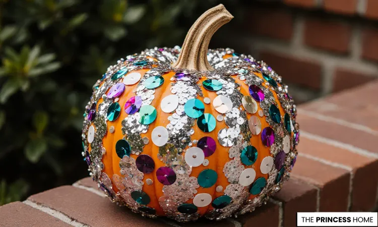 Festive Sequin Sparkle Pumpkin