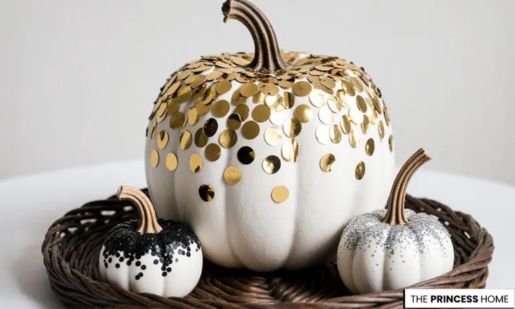 Gold Sequin & Glitter Pumpkins