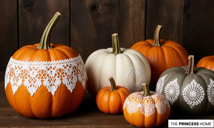 Lace Stenciled Pumpkins