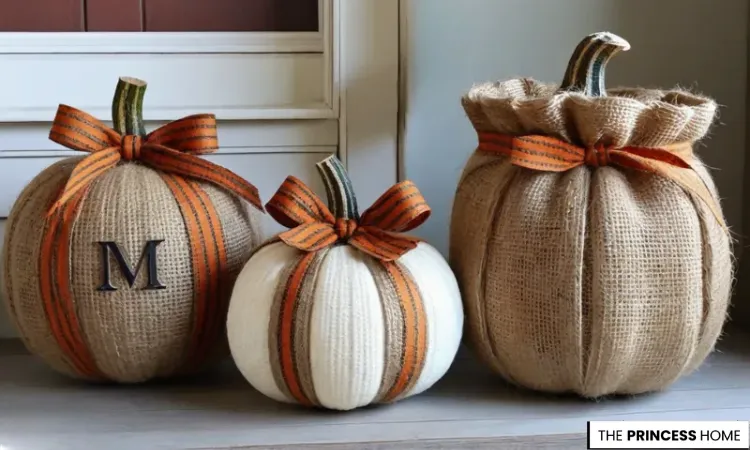 Rustic Burlap & Yarn Pumpkins