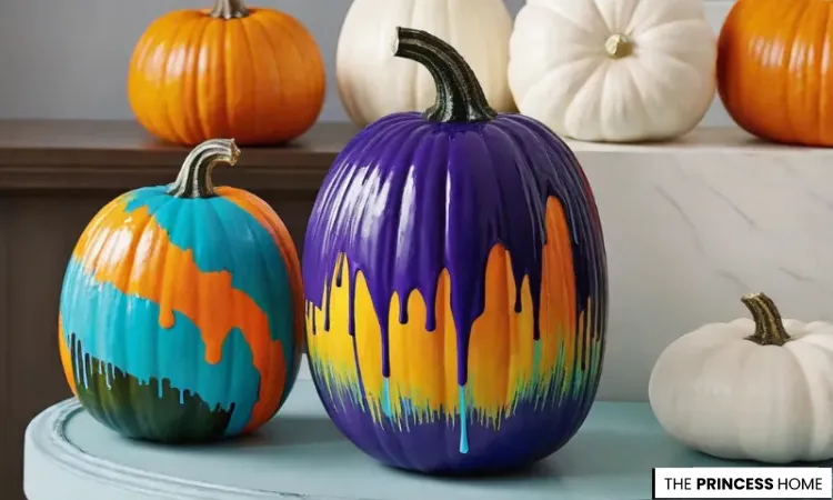 Vibrant Dripping Paint Pumpkins
