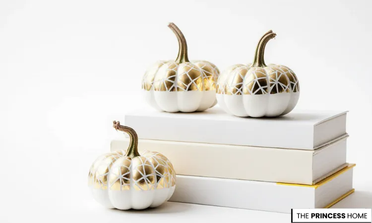 White & Gold Geometric Pumpkins