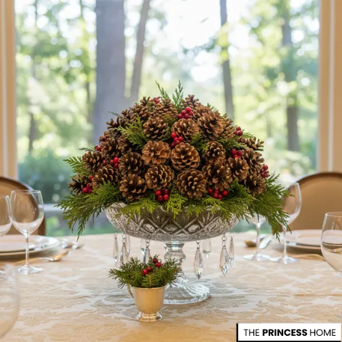 Pinecone and Crystal Centerpiece