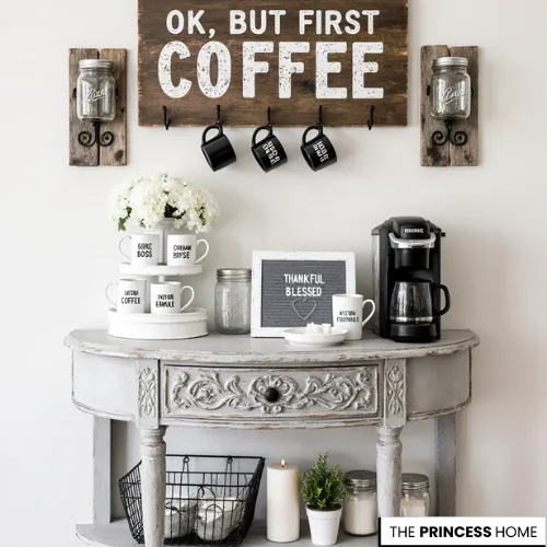 Rustic Farmhouse Coffee Bar Decor