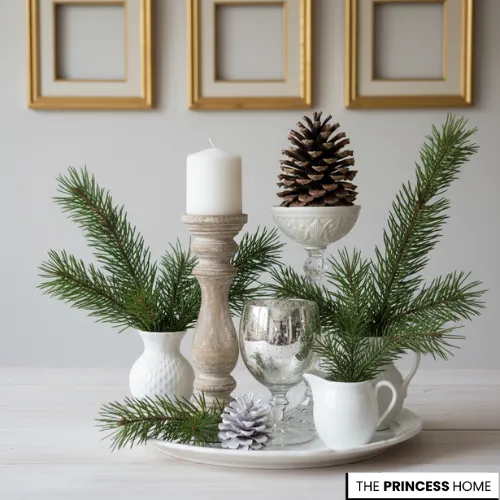 Rustic White & Green Centerpiece