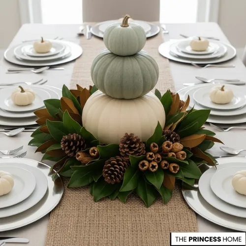 Stacked Pumpkin Fall Tablescape