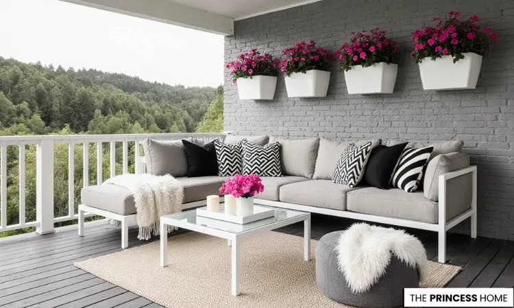 Grey and Pink Balcony Style