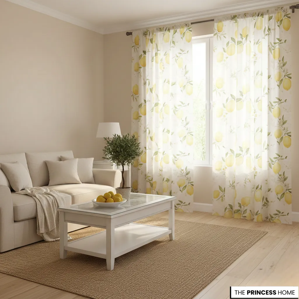  Lemon-Printed Curtains