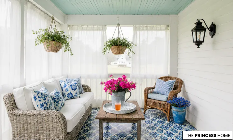 Serene Blue and White Porch